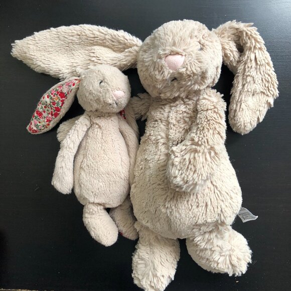 2 Jellycat London 12"&8" Mom&Kid Bunny Rabbit Plush Stuffed Animal Soft Tan - Picture 2 of 7